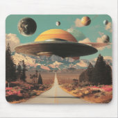 Surreal Landscape with Road, UFO and Saturn Muismat (Voorkant)