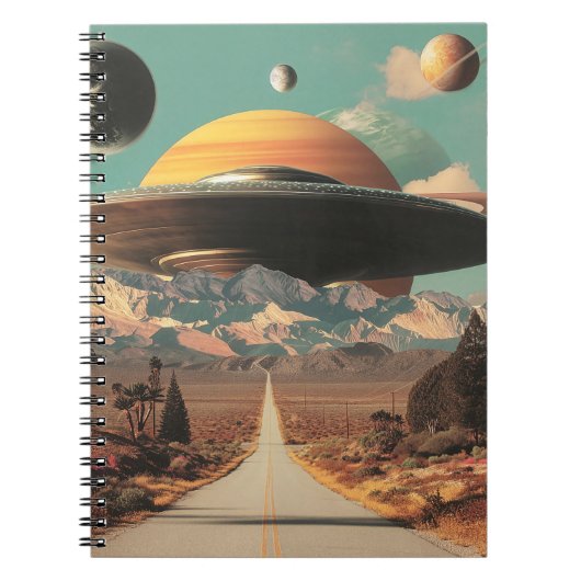Surreal Landscape with Road, UFO and Saturn Notitieboek (Voorkant)