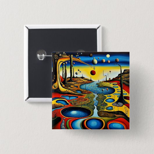 Surreal Landschap Vierkante Button 5,1 Cm (Voorkant /achterkant)