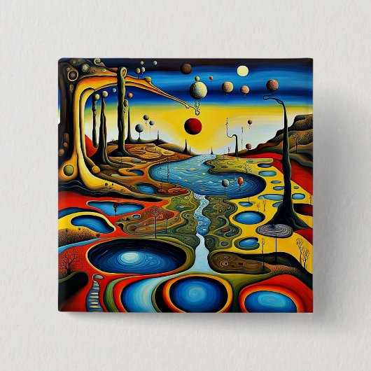 Surreal Landschap Vierkante Button 5,1 Cm (Voorkant)