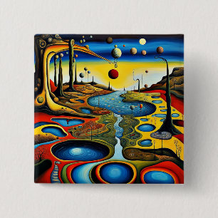 Surreal Landschap Vierkante Button 5,1 Cm