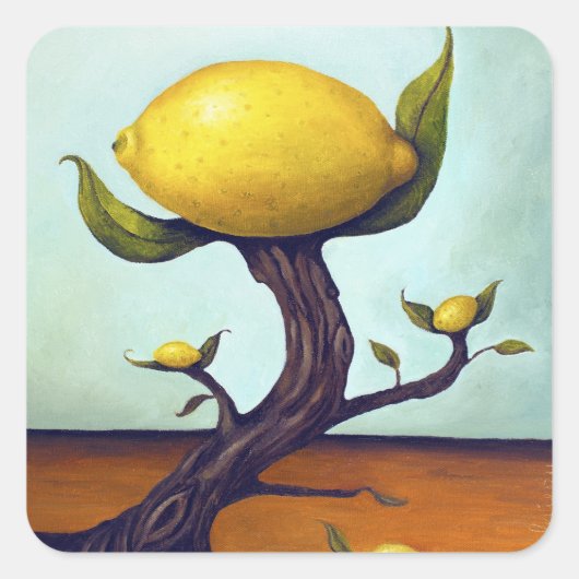 Surreal Lemon-boom Vierkante Sticker (Voorkant)