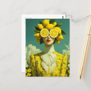 Surreal Lemon Woman Briefkaart