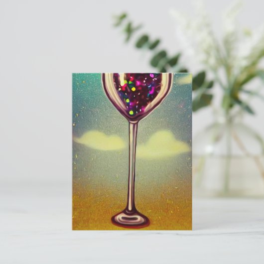 Surreal  Long Stem Wine Glass Briefkaart (Staand voorkant)