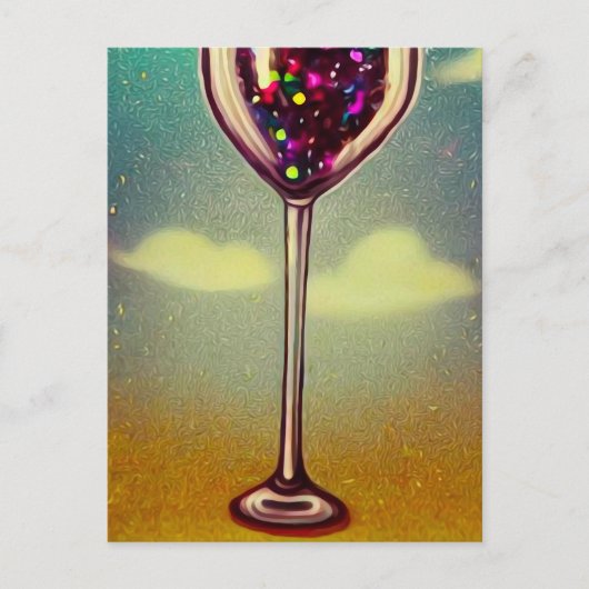Surreal Long Stem Wine Glass Briefkaart (Voorkant)