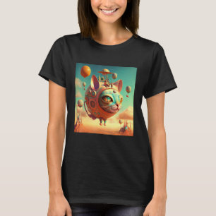 Surreal Magisch Metafysische Kat met Heete Luchtba T-shirt