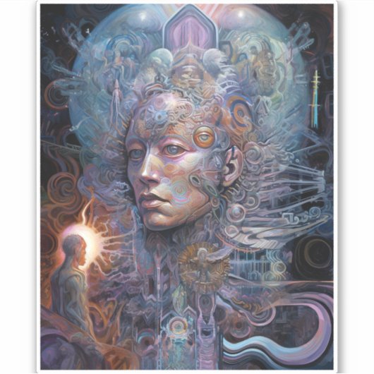 Surreal Man Visionary Art Sticker (Voorkant)