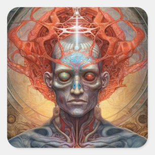 Surreal Man Visionary Art Vierkante Sticker
