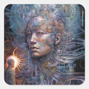 Surreal Man Visionary Art Vierkante Sticker