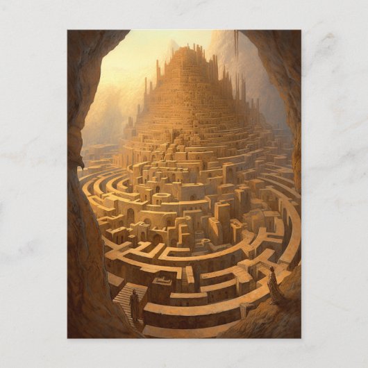 Surreal Maze Castle Landscape Fantasy Art Briefkaart (Voorkant)