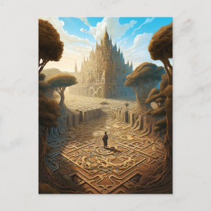 Surreal Maze Castle Landscape Fantasy Art Briefkaart