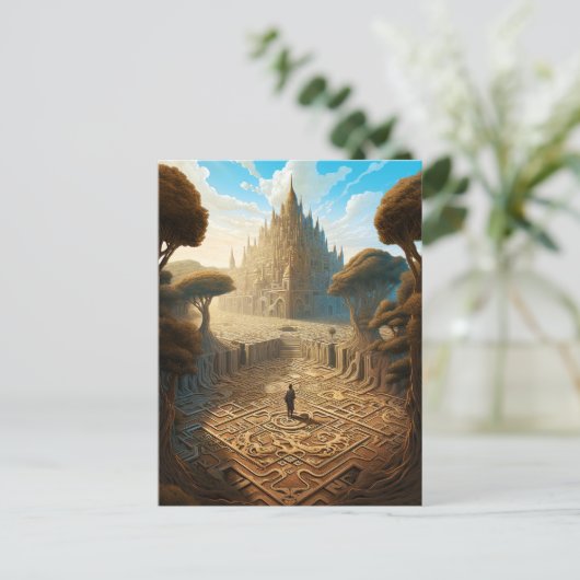 Surreal Maze Castle Landscape Fantasy Art Briefkaart (Staand voorkant)
