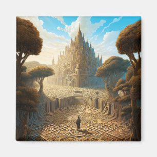 Surreal Maze Castle Landscape Fantasy Art Magneet