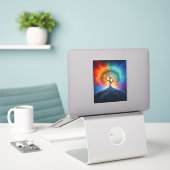 Surreal Maze Castle Landscape Fantasy Art Sticker (Laptop op bureau)