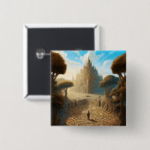 Surreal Maze Castle Landscape Fantasy Art Vierkante Button 5,1 Cm (Voorkant /achterkant)
