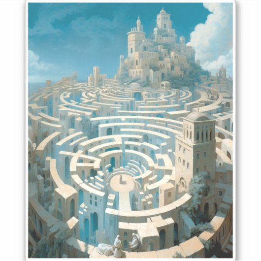 Surreal Maze City Sticker (Voorkant)