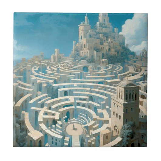 Surreal Maze City Tegeltje (Voorkant)