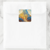 Surreal Maze City Vierkante Sticker (Tas)