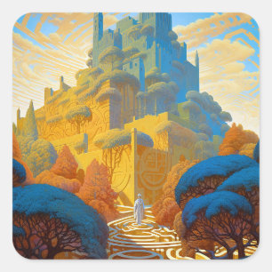 Surreal Maze City Vierkante Sticker