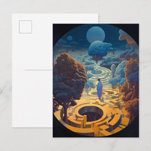 Surreal Maze Landschap Fantastische Kunst Briefkaart (Voorkant / Achterkant)