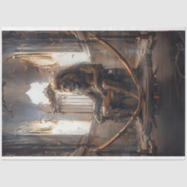 Surreal Metal Keizer Leeuw Troon Decoupage Tissuepapier