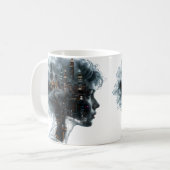 Surreal Mindscape: City within a Woman's Head Koffiemok (Voorkant links)