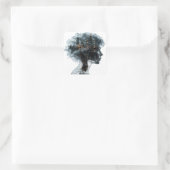 Surreal Mindscape: City within a Woman's Head Vierkante Sticker (Tas)