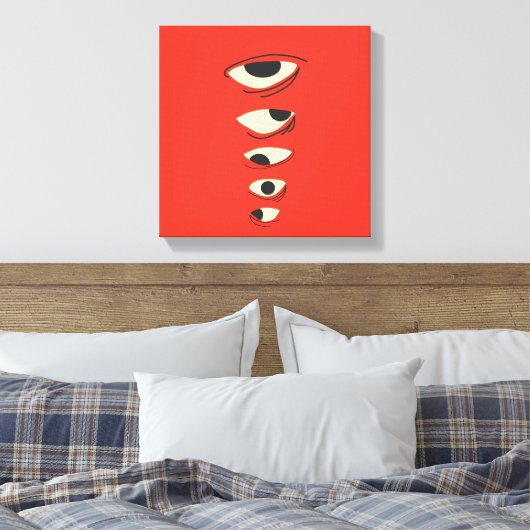 Surreal Minimal Eyes – Abstract Red Illustration Canvas Afdruk (Insitu (Slaapkamer))