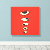 Surreal Minimal Ogen – Abstracte Rode Illustratie Canvas Afdruk (Insitu (Houten vloer))