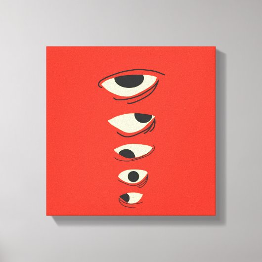 Surreal Minimal Ogen – Abstracte Rode Illustratie Canvas Afdruk (Voorkant)