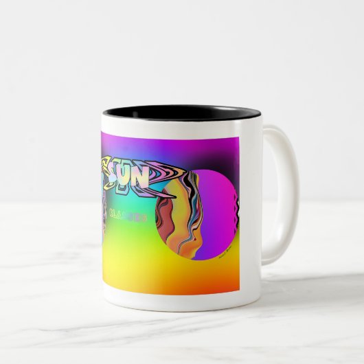 SURREAL MINIMALIST SUN GLASSES Novelty Tweekleurige Koffiemok (Voorkant rechts)