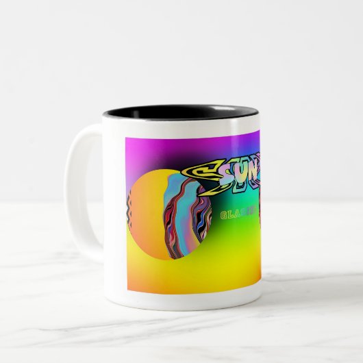 SURREAL MINIMALIST SUN GLASSES Novelty Tweekleurige Koffiemok (Voorkant links)