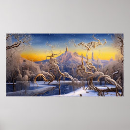 Surreal Moderne Abstracte winterwonderland Poster