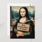 Surreal Mona Liza zegt winkel Angelandspot Briefkaart (Voorkant / Achterkant)