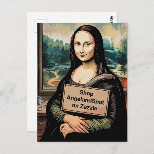 Surreal Mona Liza zegt winkel Angelandspot Briefkaart (Voorkant / Achterkant)