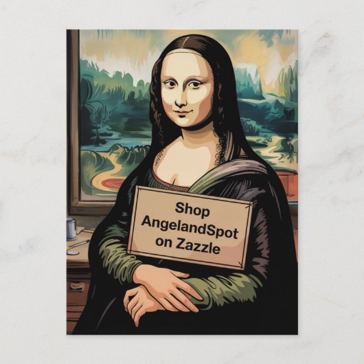 Surreal Mona Liza zegt winkel Angelandspot Briefkaart (Voorkant)