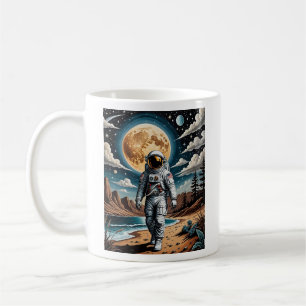 Surreal Moon Astronaut Landscape T Shirt Koffiemok