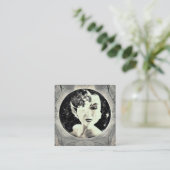 Surreal Moon Lady Vierkante Visitekaartje (Staand voorkant)