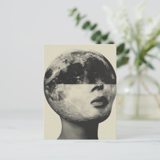 Surreal Moon Person Collage Briefkaart (Staand voorkant)