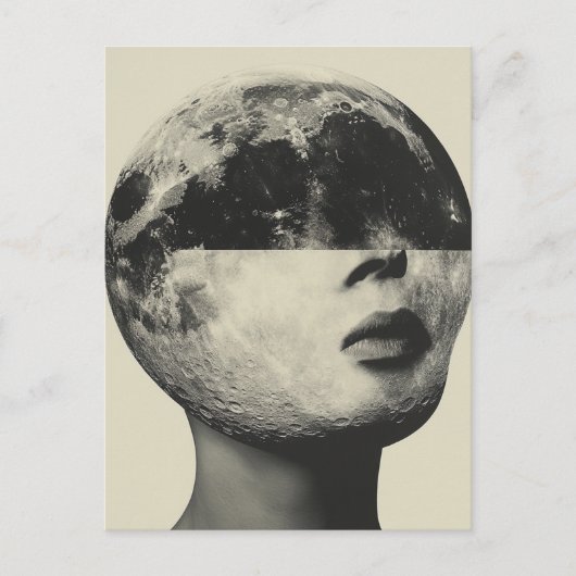 Surreal Moon Person Collage Briefkaart (Voorkant)