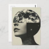 Surreal Moon Persoon Abstracte Collage Briefkaart (Voorkant / Achterkant)