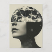 Surreal Moon Persoon Abstracte Collage Briefkaart (Voorkant)