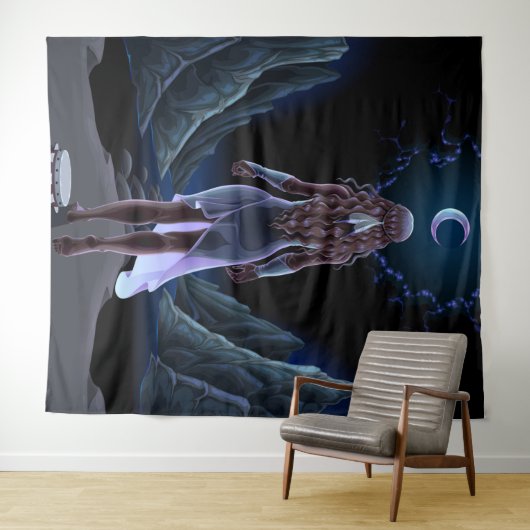 Surreal Moonlight Meisje Wandkleed (In Situ (horizontaal))