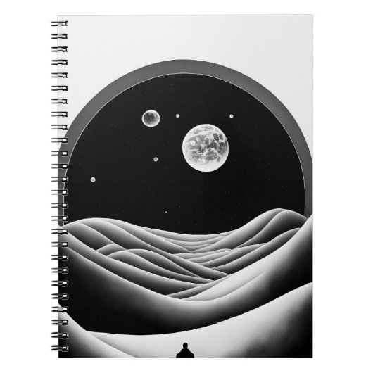 Surreal Moonlit Desert Notitieboek (Voorkant)