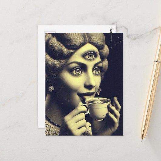 Surreal Morning Coffee Briefkaart (Voorkant / Achterkant in situ)