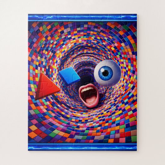Surreal, mosaic vortex, trippy eye and mouth legpuzzel (Verticaal)