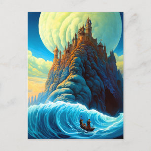 Surreal Mountain Castle Ocean Fantasy Art Briefkaart