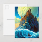 Surreal Mountain Castle Ocean Fantasy Art Briefkaart (Voorkant / Achterkant)