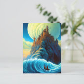 Surreal Mountain Castle Ocean Fantasy Art Briefkaart (Staand voorkant)
