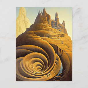 Surreal Mountain City Fantasy Art Briefkaart